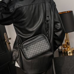 luxury leather crossbody bags men fashion design plaid men shoulder bag business messenger bag mens handbag