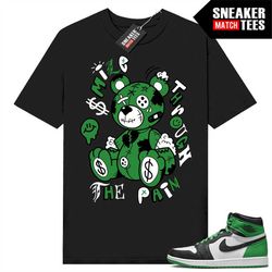Lucky Green 1s  Sneaker Match Tees Black 'Smile Bear'