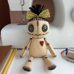 8" Handmade Stuffed Voodoo Doll, Halloween Decor
