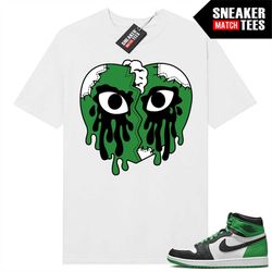 lucky green 1s  sneaker match tees white 'crying heart v2'