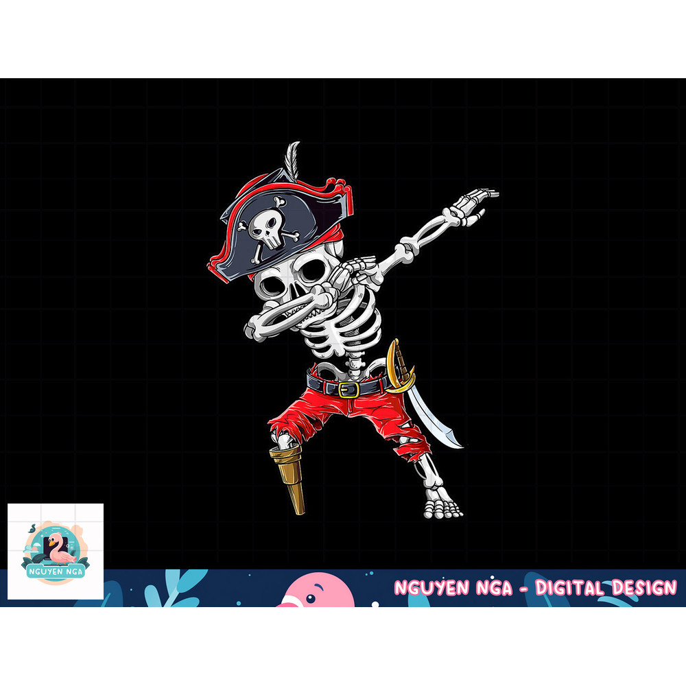 Dabbing Skeleton Pirate T Shirt Halloween Kids Jolly Roger copy.jpg