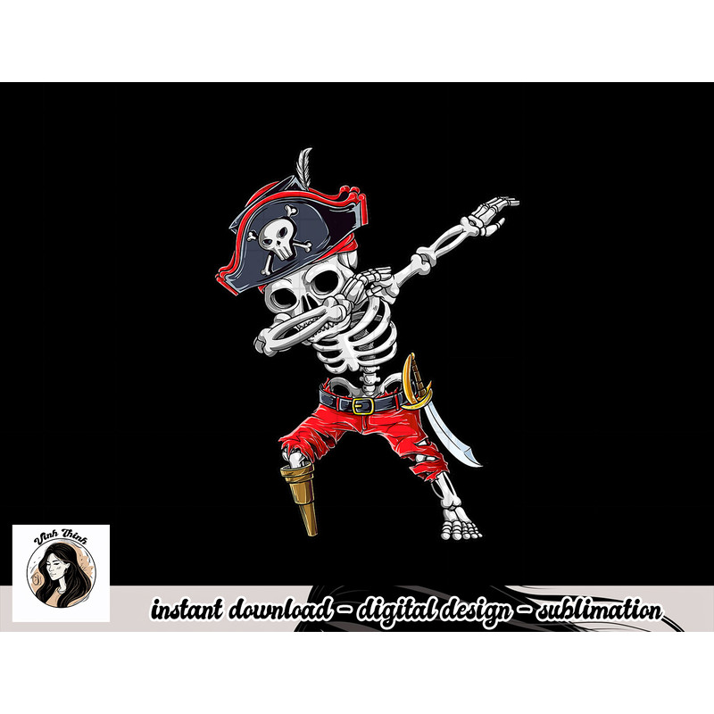 Dabbing Skeleton Pirate T Shirt Halloween Kids Jolly Roger copy.jpg