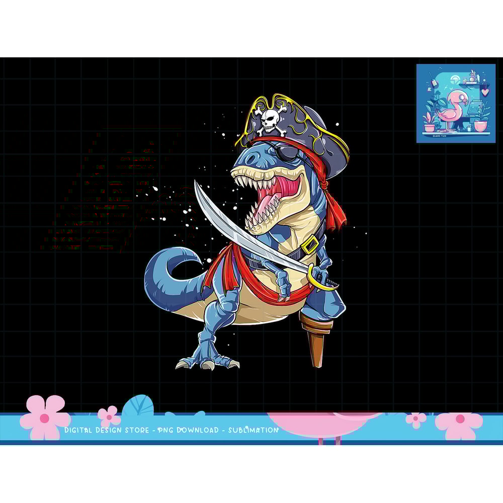 Dinosaur T rex Pirate T shirt Jolly Roger Halloween Gifts png, sublimation copy.jpg