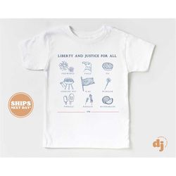 toddler t-shirt - liberty and justice for all 4th of july memorial day kids tshirt - retro natural infant, toddler, yout