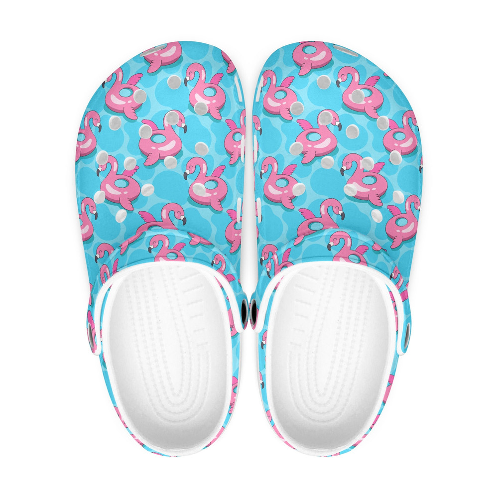 Funny Pink Flamingo Clogs Shoes, Flamingos Swim Ring, Slippers Adult Unisex, Flamingo Lover Gift.jpg