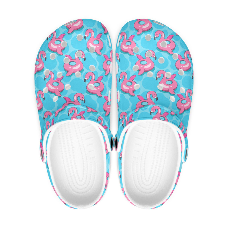 Funny Pink Flamingo Clogs Shoes, Flamingos Swim Ring, Slippers Adult Unisex, Flamingo Lover Gift.jpg