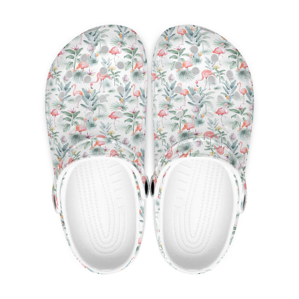 Pink Flamingo Clogs Crocs, Tropical Shoes, Garden Shoes Slippers, Bird Lover Gift.jpg