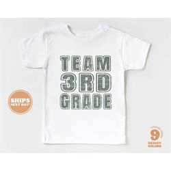 back to school shirt - team 3rd grade kids shirt - first day of school retro natural infant, toddler, youth & adult tee