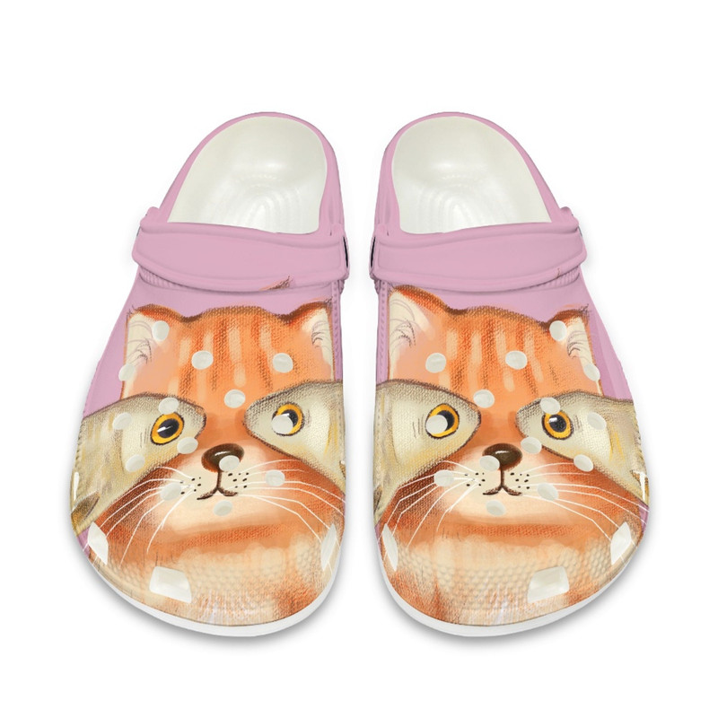Cat And Fish Crocs , Pink Adult Clog Shoes , Cute Pet Family Slippers , EU Size 36-48.jpg