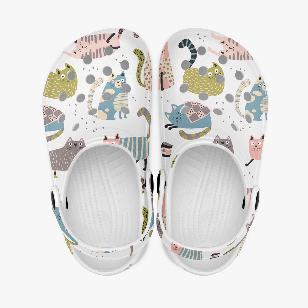 Cat Crocs shoes, kids shoes with cats, clogs nursery shoes, cat lover gift.jpg