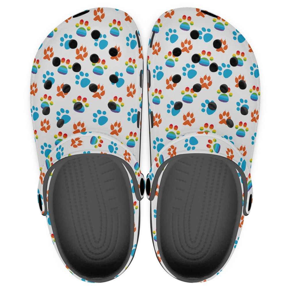 Clogs, Crocs, Paw Prints, Unisex Shoes, Slip On Sandal, Dog Shoes,Rainbow Paw Prints Waterproof Clogs, Dog Lover, Dog Mom, Dog Dad, FreeShip.jpg