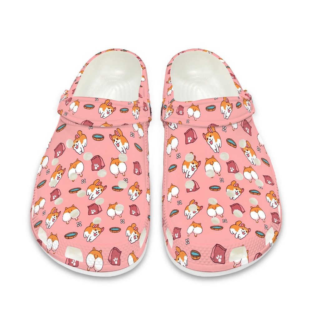 Cute Corgi Crocs , Pink  Brown Dog Adult Clog Shoes , EU Size 29-48.jpg
