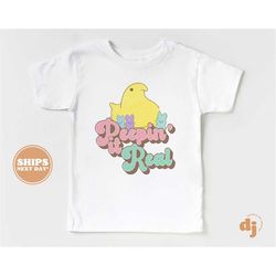 kids easter shirt - peepin' it real kids retro tshirt - easter retro natural infant, toddler & youth tee 5599