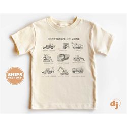toddler t-shirt - construction zone kids retro tshirt - retro natural infant, toddler & youth tee 5593