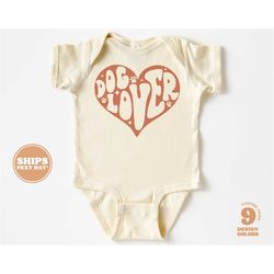 baby onesie - dog lover bodysuit - cute retro natural onesie 5588-c