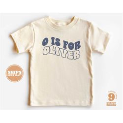 personalized kids shirt - custom toddler retro tshirt with wavy name - n is for name natural infant, toddler & youth tee