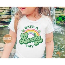 kids st. patrick's day shirt - have a lucky day kids retro tshirt - st. patricks day retro natural infant, toddler & you