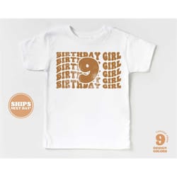 9th birthday shirt girl - 9 birthday girl toddler shirt - ninth natural toddler & youth tee 5543-c