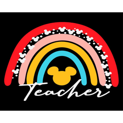 mickey head disney rainbow teacher svg, back to school svg, disneyland school svg, mickey study svg, 1st day of school s