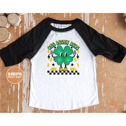 kids st. patrick's day shirt - one lucky dude kids retro tshirt - st. patricks day retro natural infant, toddler & youth