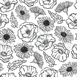 poppy and chamomile flower seamless pattern vector illustration