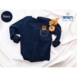 otter pocket sweatshirt, cute otter hoodie, little otter long sleeve, cute otter hoodie for gift, funny otter sweatshirt