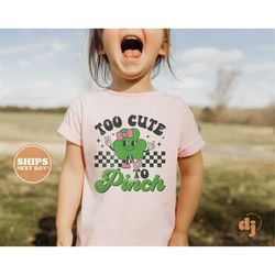 kids st. patrick's day shirt - too cute to pinch kids retro tshirt - st. patricks day retro natural infant, toddler & yo
