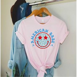 american babe shirt, 4th of july shirt, retro shirt, smiley face tee, usa shirt, mama shirt mom tee, american tee
