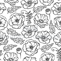 poppy meadow flower seamless pattern vector illustration