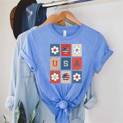 4th of july flowers shirt, american flag smiley shirt, 4th of july shirt, 4th of july shirt, usa shirt, america shirt, t