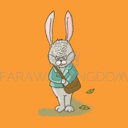 post rabbit cartoon animal hand drawn vector illustration set