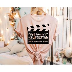 first grade superstar lights shirts,teach love inspire,back to school shirt,first grade teacher,teacher appreciation tee