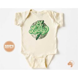 baby onesie - lucky clover thunderbolt st patricks day shirts & bodysuit - st patricks day natural onesie 5526