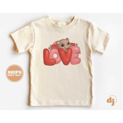 kids valentines day shirt - teddy bear heart juice kids retro tshirt - retro natural infant, toddler & youth tee 5504
