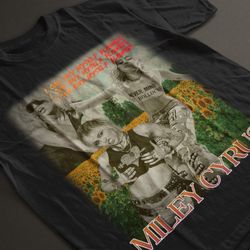 miley cyrus flowers vintage style bootleg graphic tee, miley cyrus vintage 90s tee inspired unisex heavy cotton
