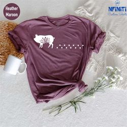 floral walking pig shirt, wild boar shirt, cute pig shirt, pig lover shirt, floral crown, farmer life shirt, farmer wife