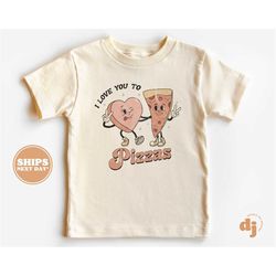 kids valentines day shirt - i love you to pizzas kids retro tshirt - retro natural infant, toddler & youth tee 5480