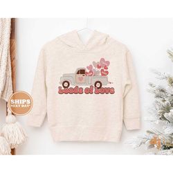 kids valentines day shirt - loads of love truck kids retro tshirt - retro natural infant, toddler & youth tee 5479