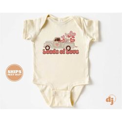 baby onesie - loads of love truck valentines day bodysuit - baby retro valentines natural onesie 5479