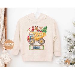 toddler christmas shirt - christmas tractor kids christmas sweatshirt - holiday natural infant, toddler & youth tee 5475