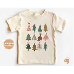 toddler christmas shirt - christmas trees kids christmas shirt - holiday natural infant, toddler & youth tee 5464