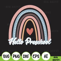 hello preschool boho rainbow svg