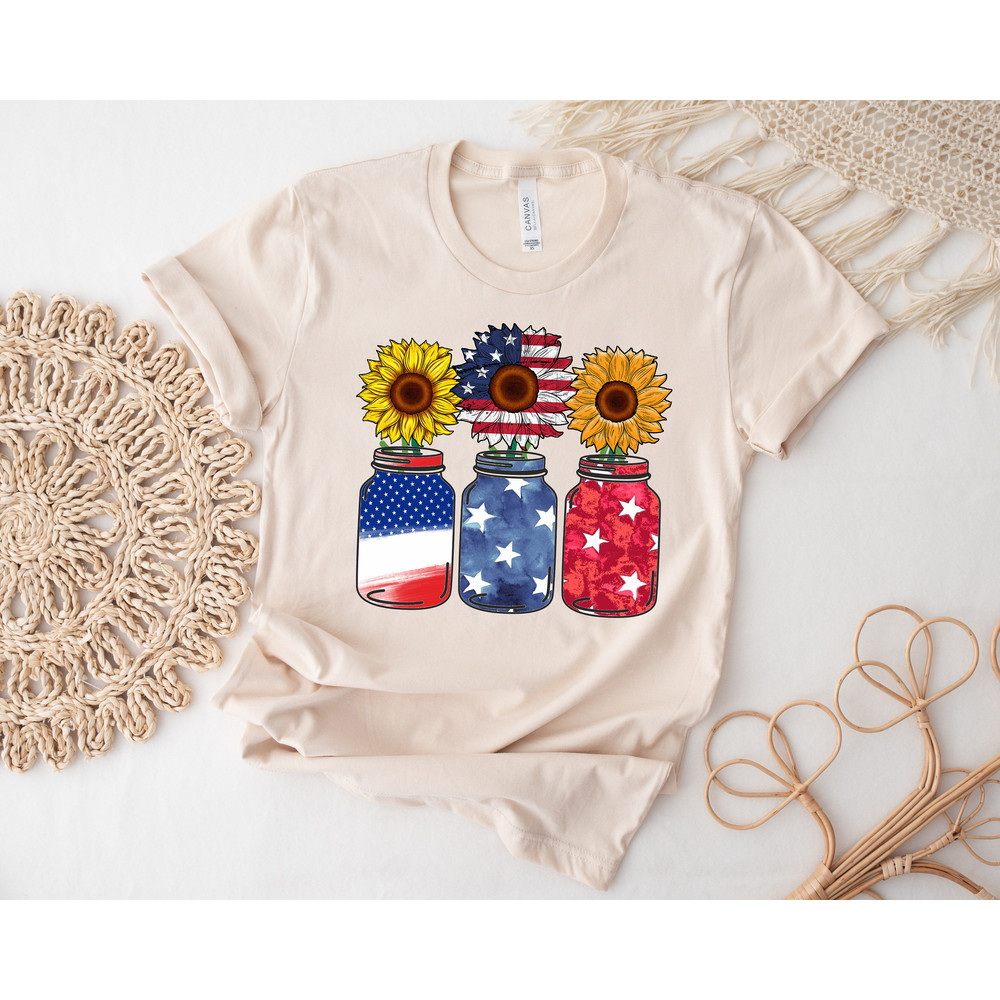 America Sunflower Shirt, USA Flag Flower Shirt, Gift For American, 4th Of July Flag Graphic tee, Freedom Shirt - 2.jpg