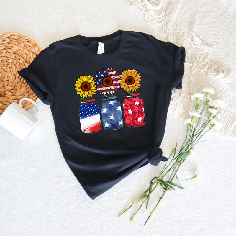 America Sunflower Shirt, USA Flag Flower Shirt, Gift For American, 4th Of July Flag Graphic tee, Freedom Shirt - 3.jpg