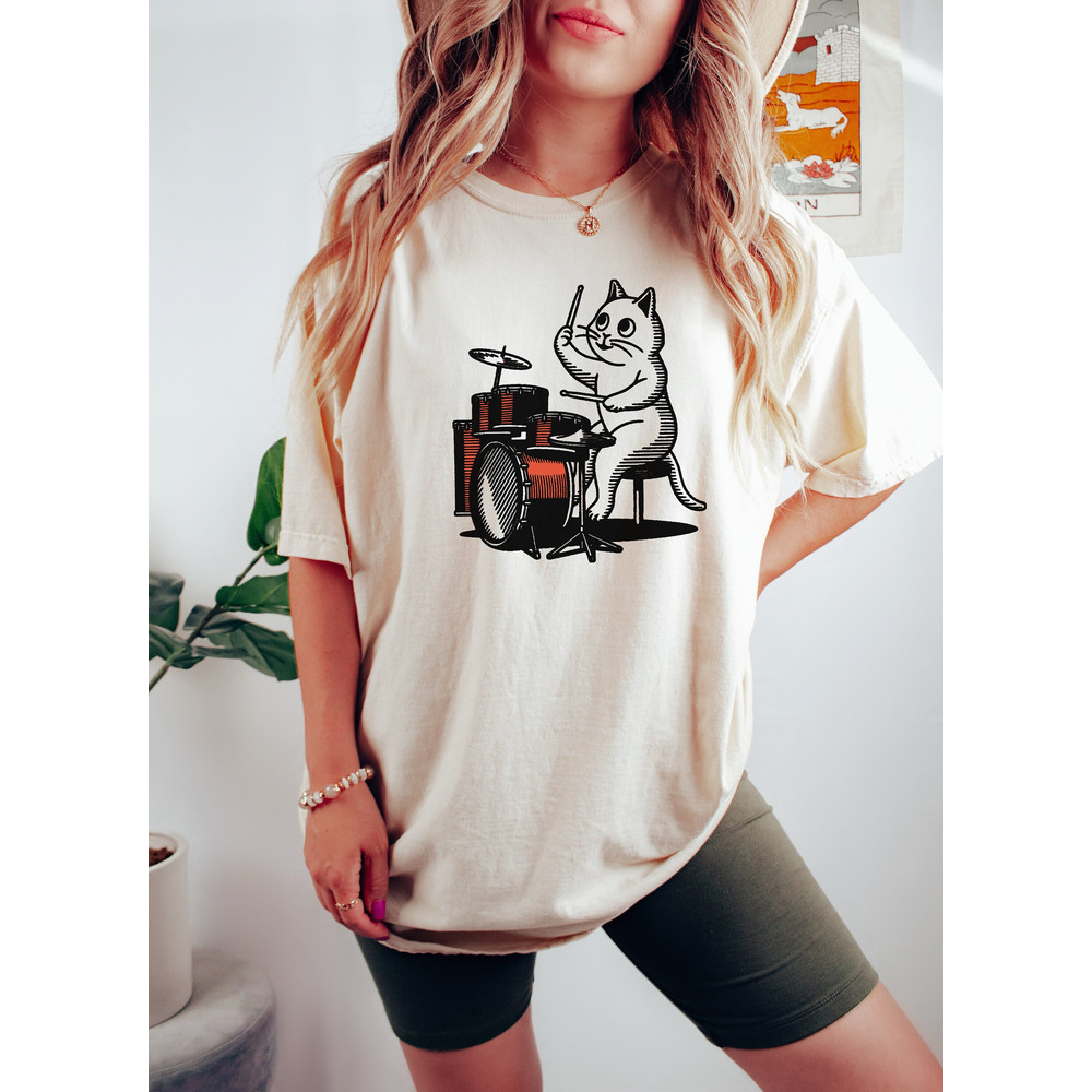 Cat Playing Drums T-Shirt, Funny Drummer Shirt Gift, Drumming Shirt Cat Drummer Tee, Drum Shirts Music Shirt Musician Tshirt - 1.jpg