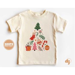 toddler christmas shirt - christmas tree kids christmas shirt - holiday natural infant, toddler & youth tee 5445