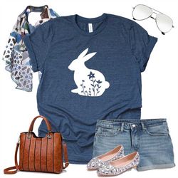 floral bunny shirt, easter t-shirt, floral rabbit shirt, spring t-shirt, bunny shirt, nature lover, animal lover, easter