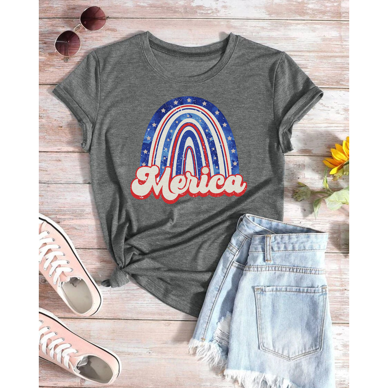 4th of July Rainbow Merica Shirt, Freedom Shirt, Fourth Of July Shirt, Independence Day Shirts, USA Patriotic Rainbow, Retro Merica Shirt - 3.jpg