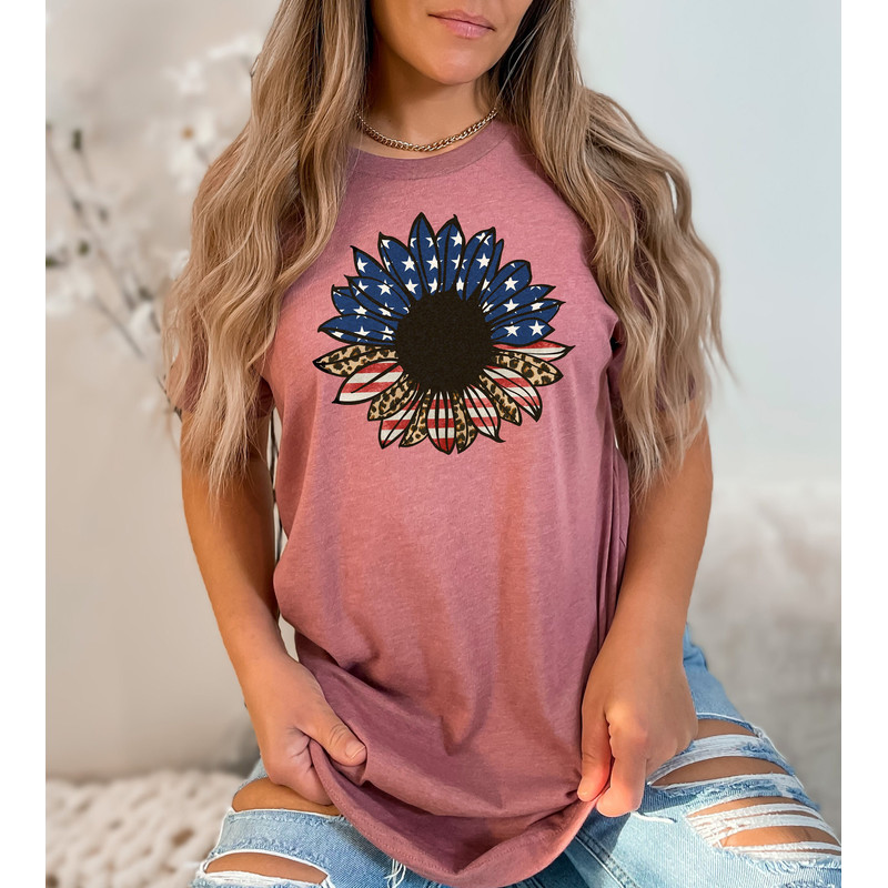America Sunflower Shirt, USA Flag Flower T Shirt, Gift For American, 4th Of July Flag Graphic T-Shirt, Freedom TShirt, Independence Shirt - 1.jpg