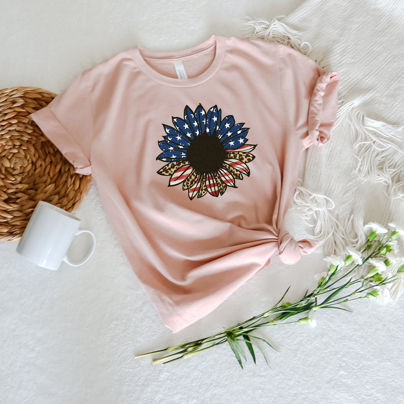 America Sunflower Shirt, USA Flag Flower T Shirt, Gift For American, 4th Of July Flag Graphic T-Shirt, Freedom TShirt, Independence Shirt - 2.jpg